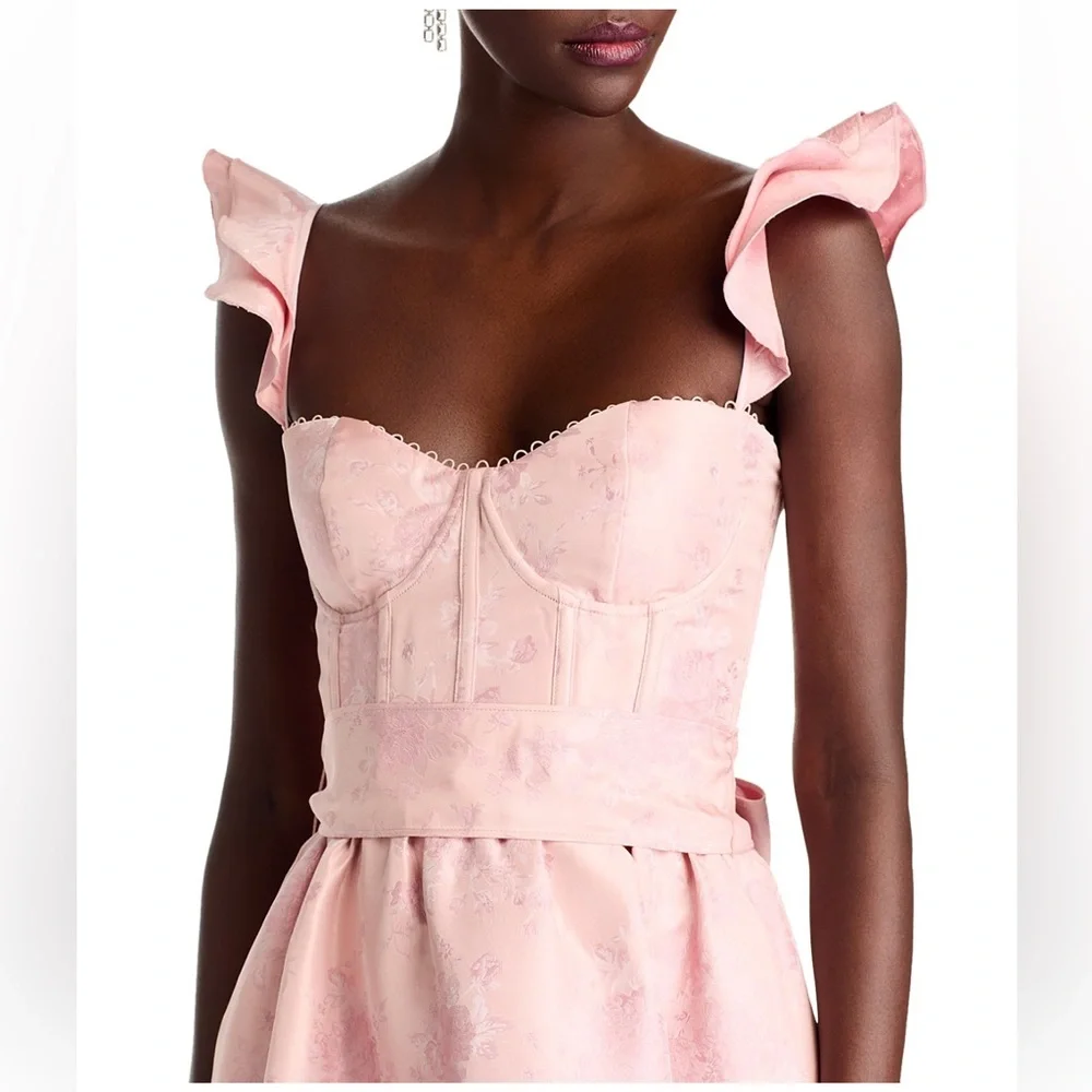 NWT V. Chapman Veronica Dress Size 12 Pink Windsor Brocade Maxi Corset Dress - Picture 2 of 5